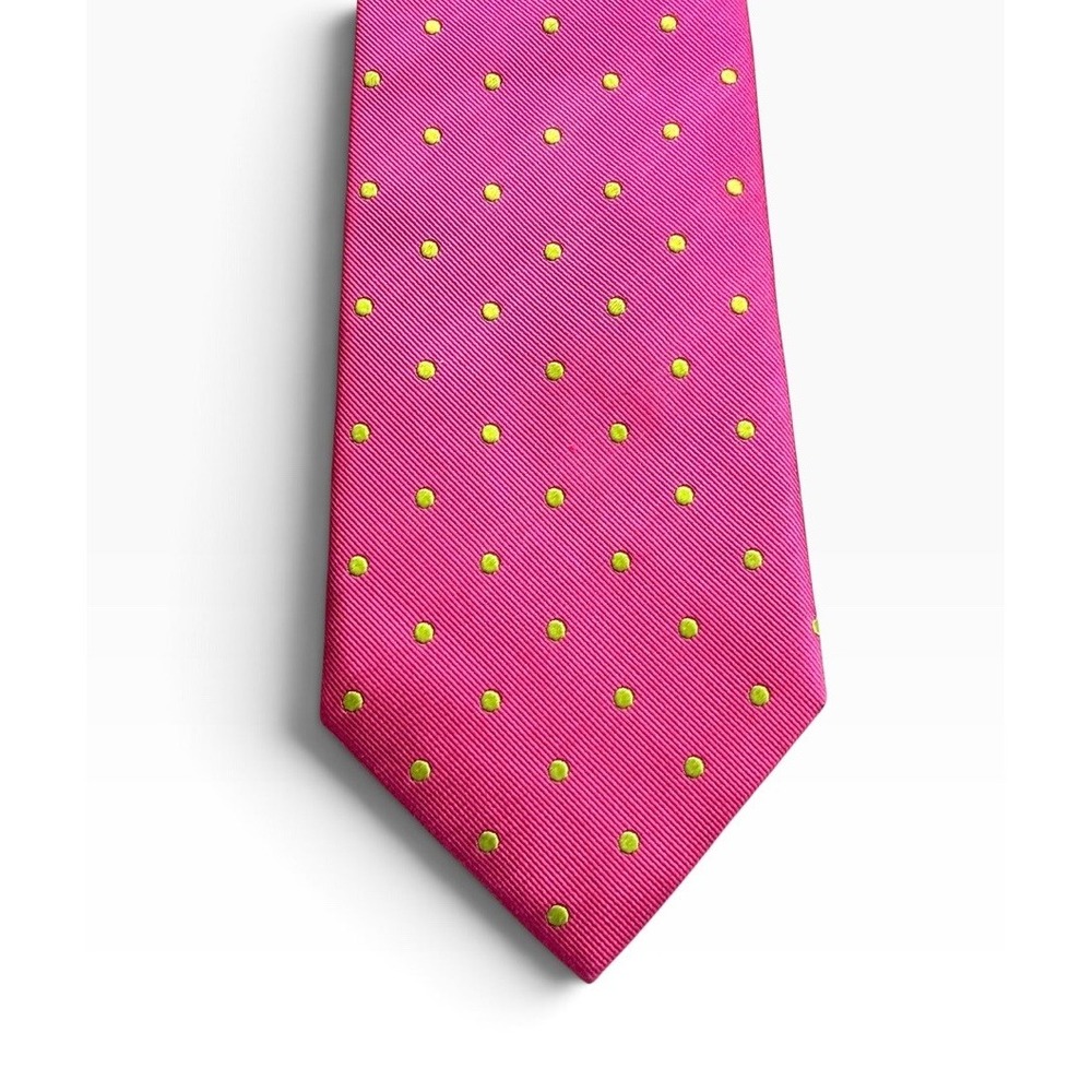 CHARLES TYRWHITT Men's Tie 100% Silk Pink Polka dot Necktie Designer London